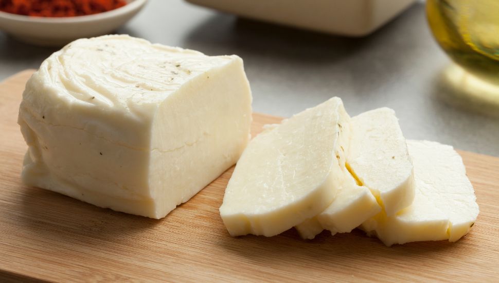 Halloumi cheese cut in slices