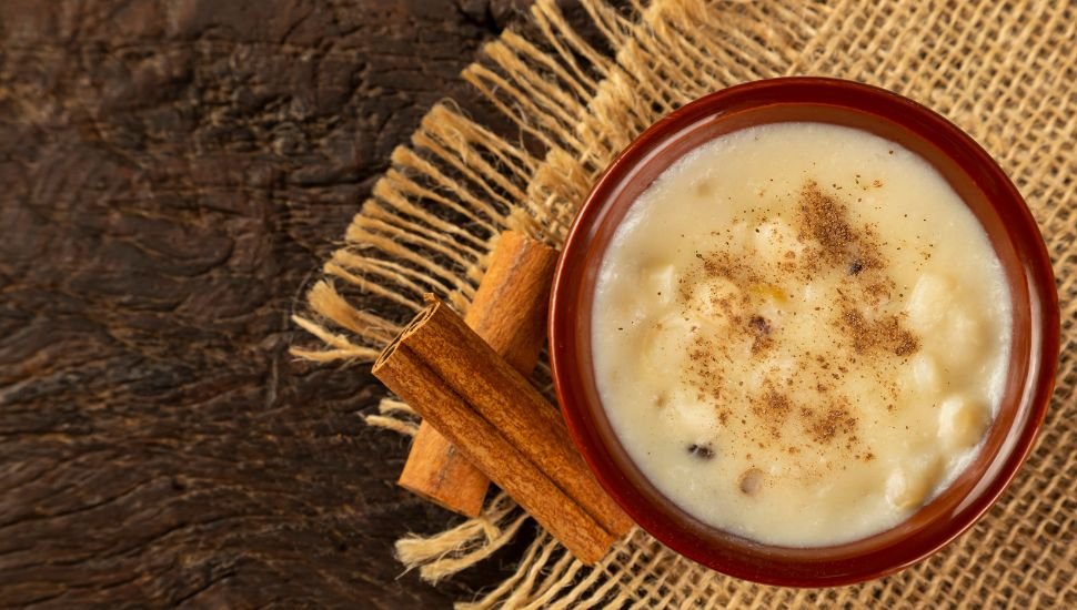 a close image of hominy in a small bowl