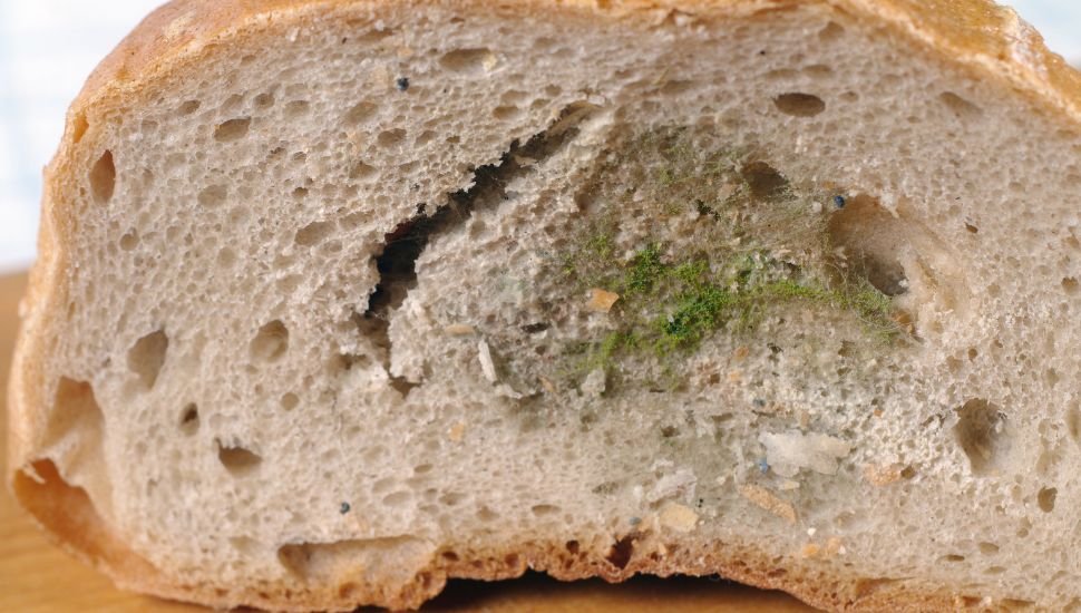 a close up picture of moldy bread