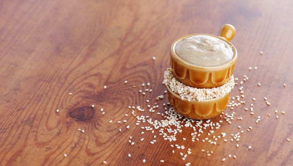 image of tahini sauce with sesame seeds