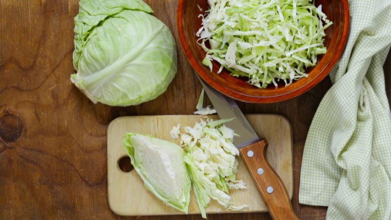 cabbage sliced in bowl