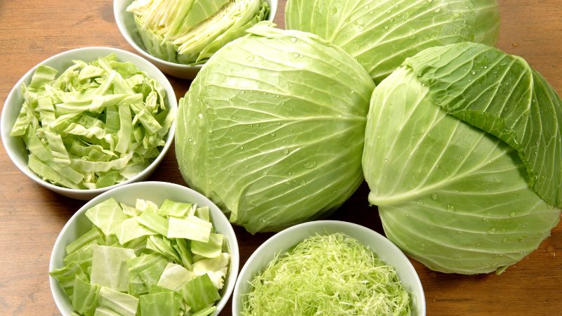 cabbage sliced in different styles
