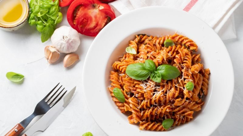 pasta served in plate