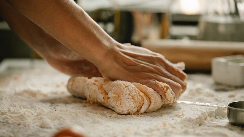 Kneading dough for pizza