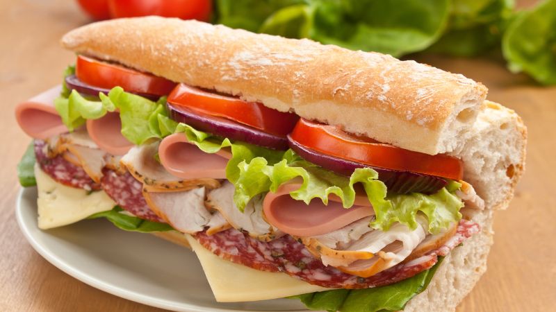 a very up close look at the subway sandwich
