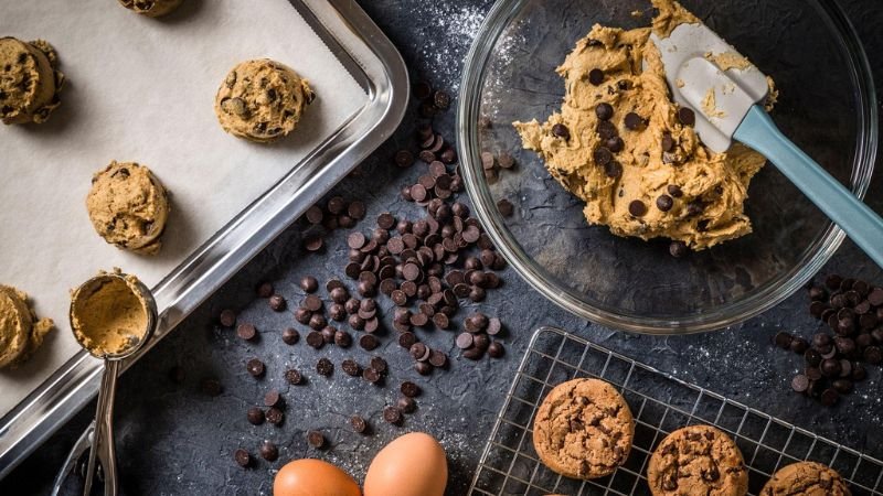 image of cookie dough and baked cookies