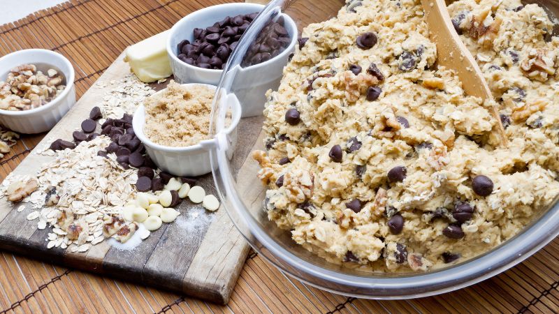 image of cookie dough with chips and nuts