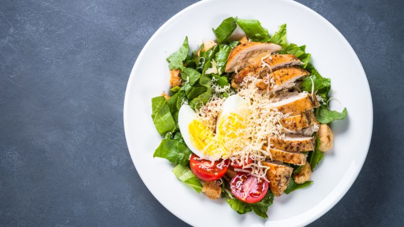 image of egg and chicken salad from top