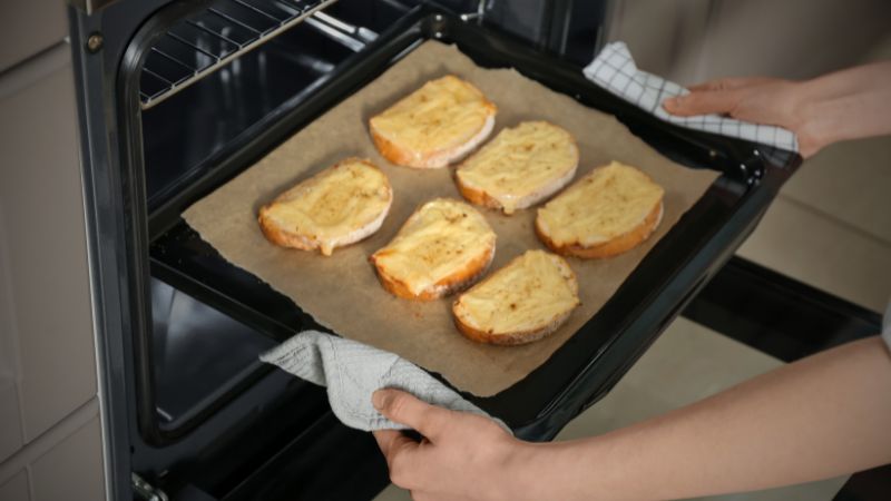 image of some freshly baked toast bread in oven