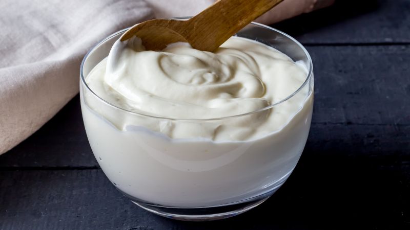 image of yogurt in glass bowl