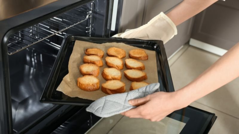 toasted bread coming out of the oven