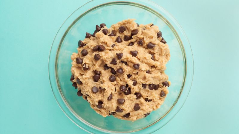 top view of a chocolate chip cookie dough