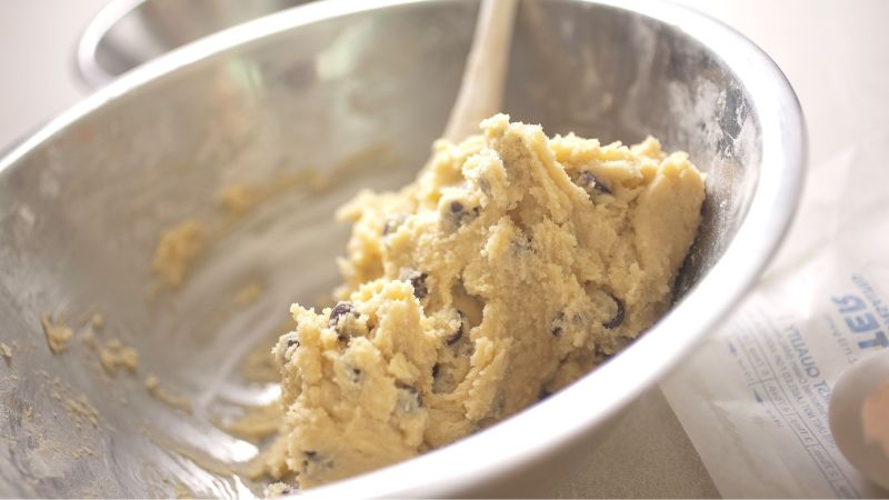 image of cookie dough from very close