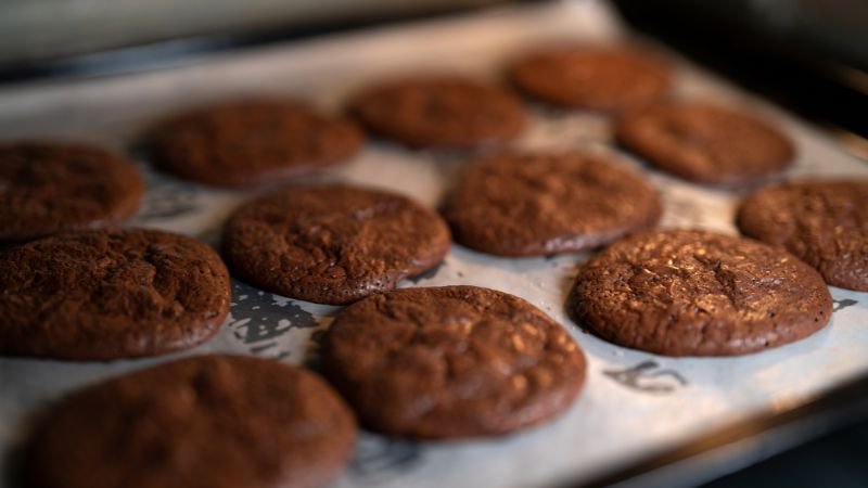 image of chocolate cookies in oven