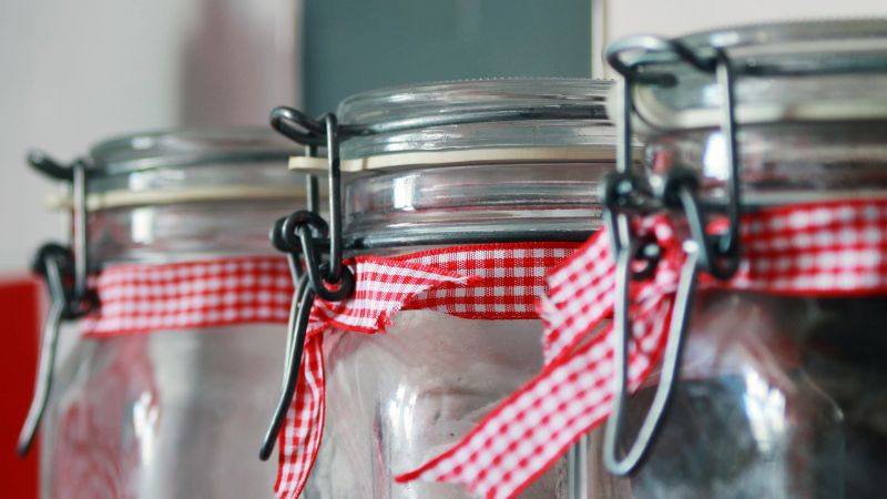 image of three clear glassed mason jars