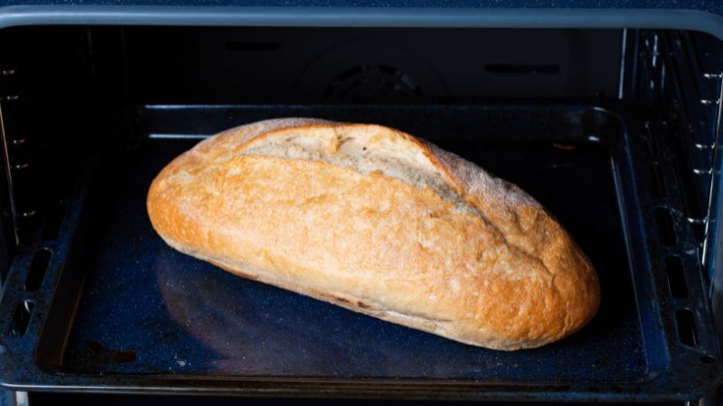 thawing bread loaf in oven