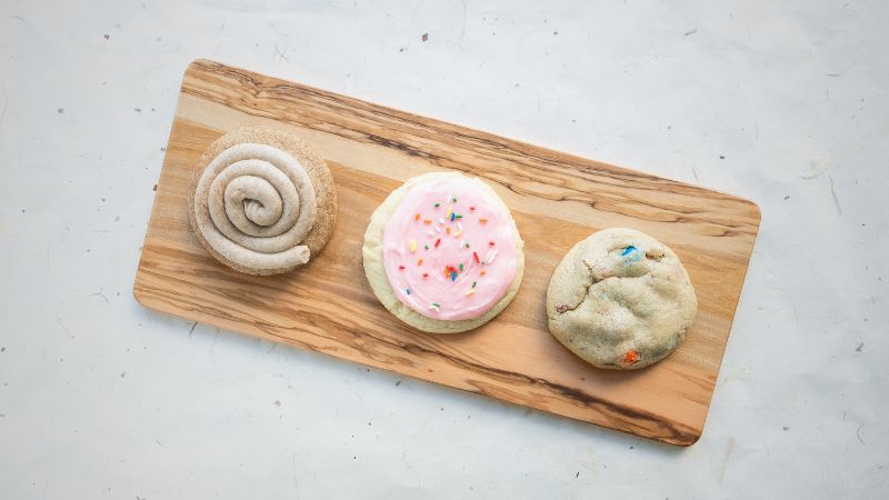 three different styled sugar cookies